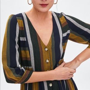 Zara Striped Balloon sleeve dress XL